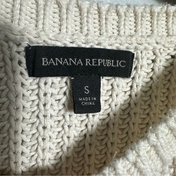 Banana Republic Chunky Knit Cream Short Sleeve Sweater Size Small Minimalist - Picture 8 of 13